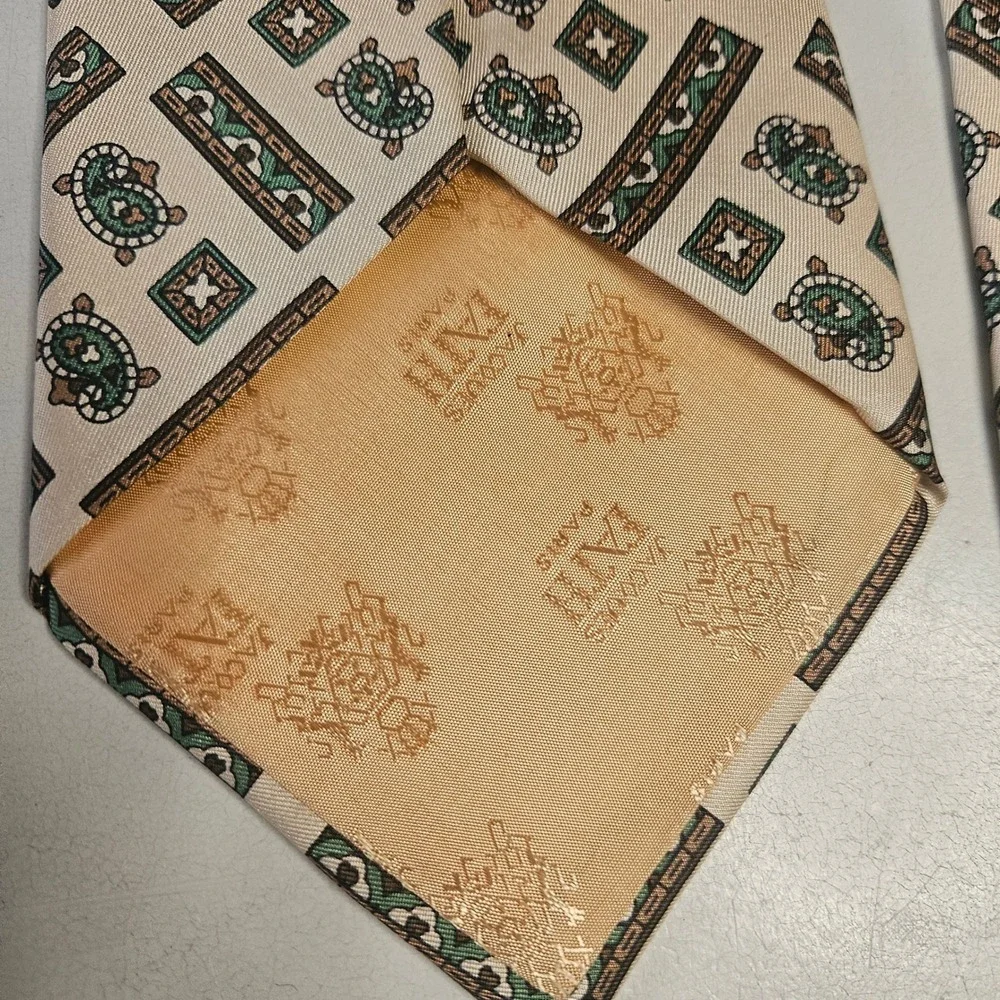 Jacques Fath Paris Mens Silk Tie Lot of 3 Vintage Paisley Geometric Chain France